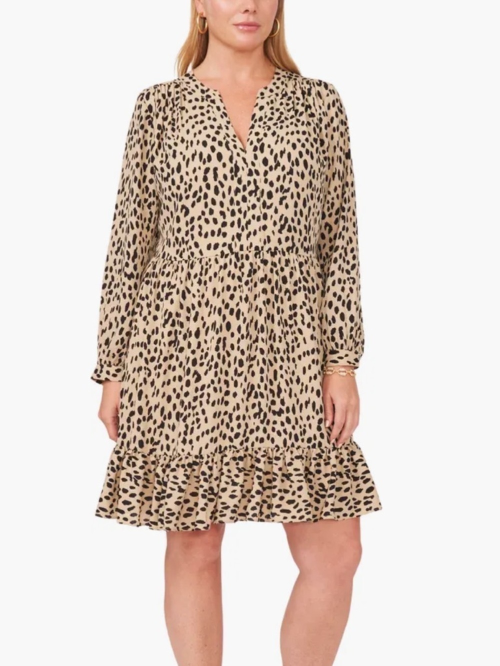 Ruffle Animal Spot Long Sleeve Dress
Vince Camuto